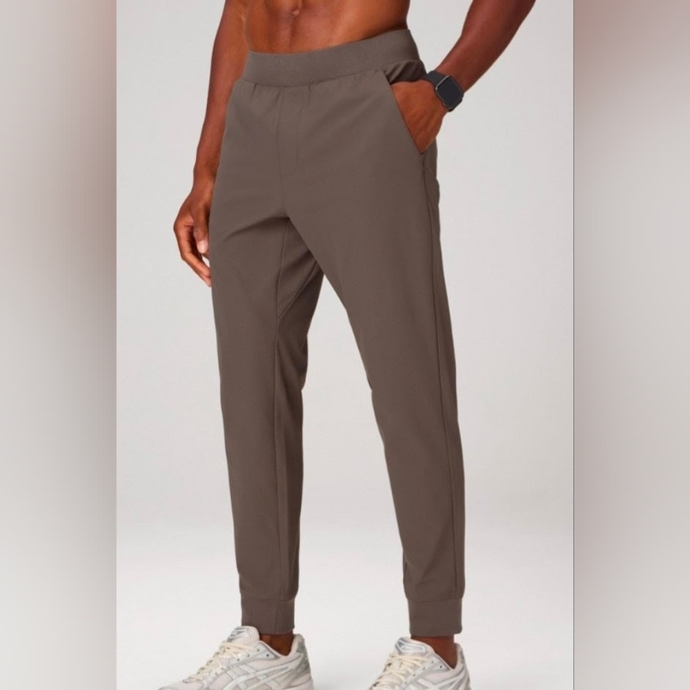 Fabletics Men's The Don Jogger, Sz.L Tall Taupe Slate Color